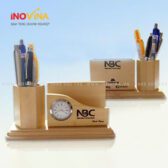 ĐỒNG HỒ ĐỂ BÀN KẾT HỢP KHAY CÀI CARD, ỐNG CẮM BÚT LG-052324