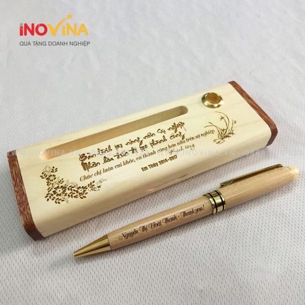 BỘ BÚT GỖ KHẮC TÊN, LOGO LÀM QUÀ TẶNG BG-013124