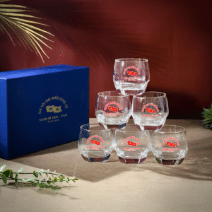 Bộ 6 Cốc Thuỷ Tinh Quà Tặng Đại Hội Đảng In Logo Theo Yêu Cầu