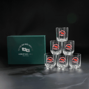 Bộ 6 Cốc Thuỷ Tinh Quà Tặng Đại Hội Đảng In Logo Theo Yêu Cầu