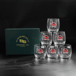 Bộ 6 Cốc Thuỷ Tinh Quà Tặng Đại Hội Đảng In Logo Theo Yêu Cầu