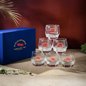 Bộ 6 Cốc Thuỷ Tinh Quà Tặng Đại Hội Đảng In Logo Theo Yêu Cầu