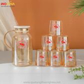 Bộ Bình Ly Thủy Tinh In Logo LTT-01060225 Bộ bình ly thủy tinh in logo