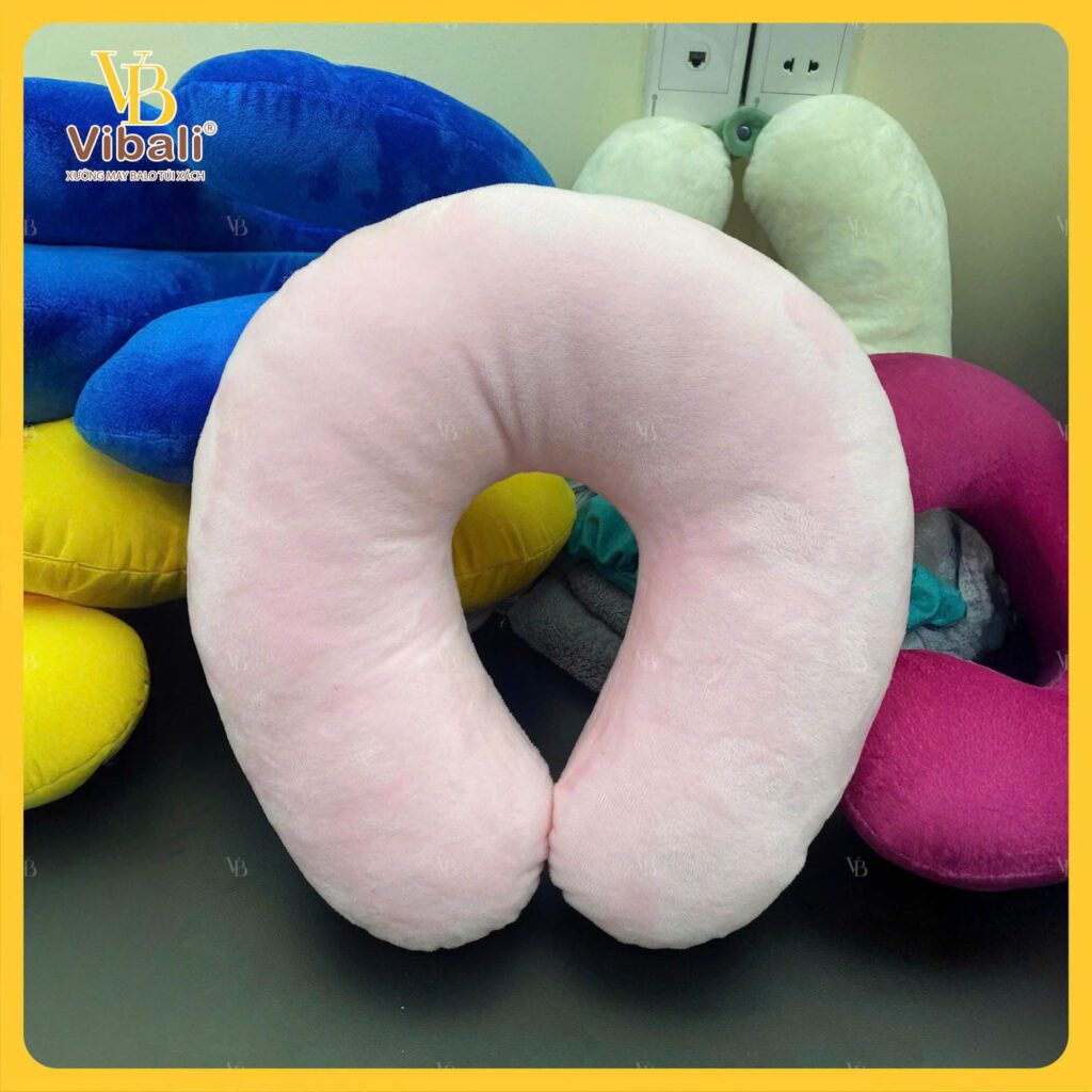 Gối Hơi Chữ U Màu Hồng