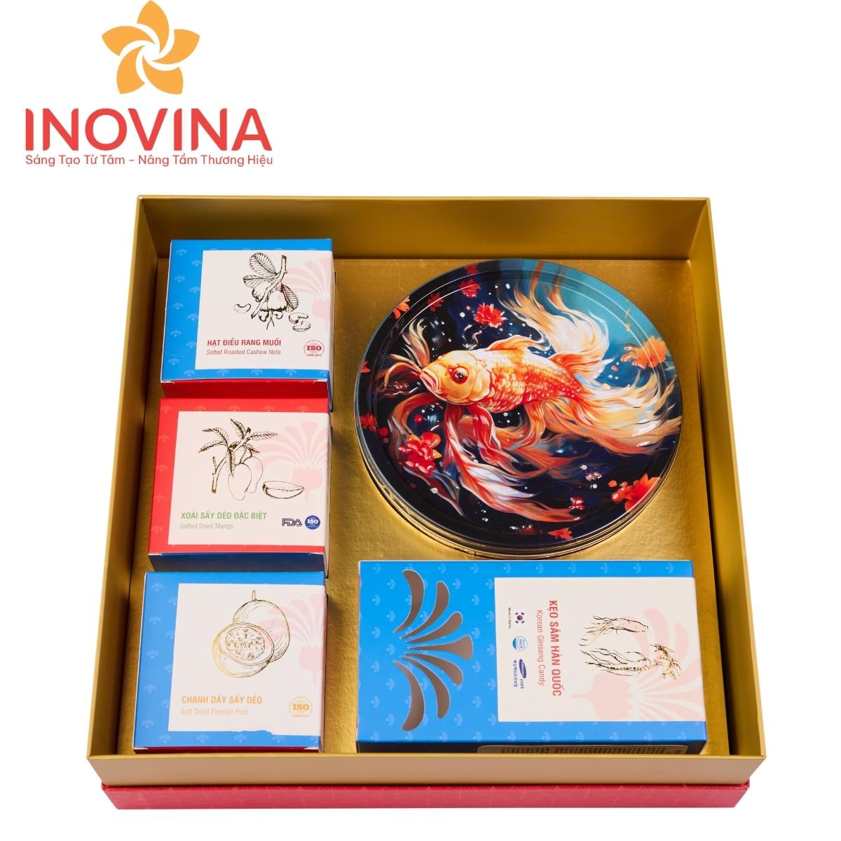 Hộp quà Tết Xuân Gấm Hoa Hộp quà Tết Set 2 xuân gấm hoa