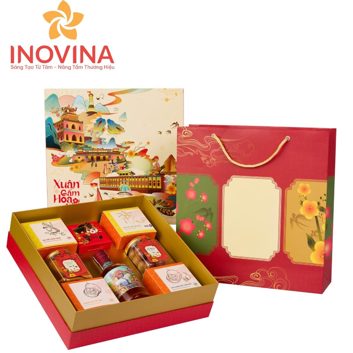 Hộp quà Tết Xuân Gấm Hoa Hộp quà Tết Set 4 xuân gấm hoa