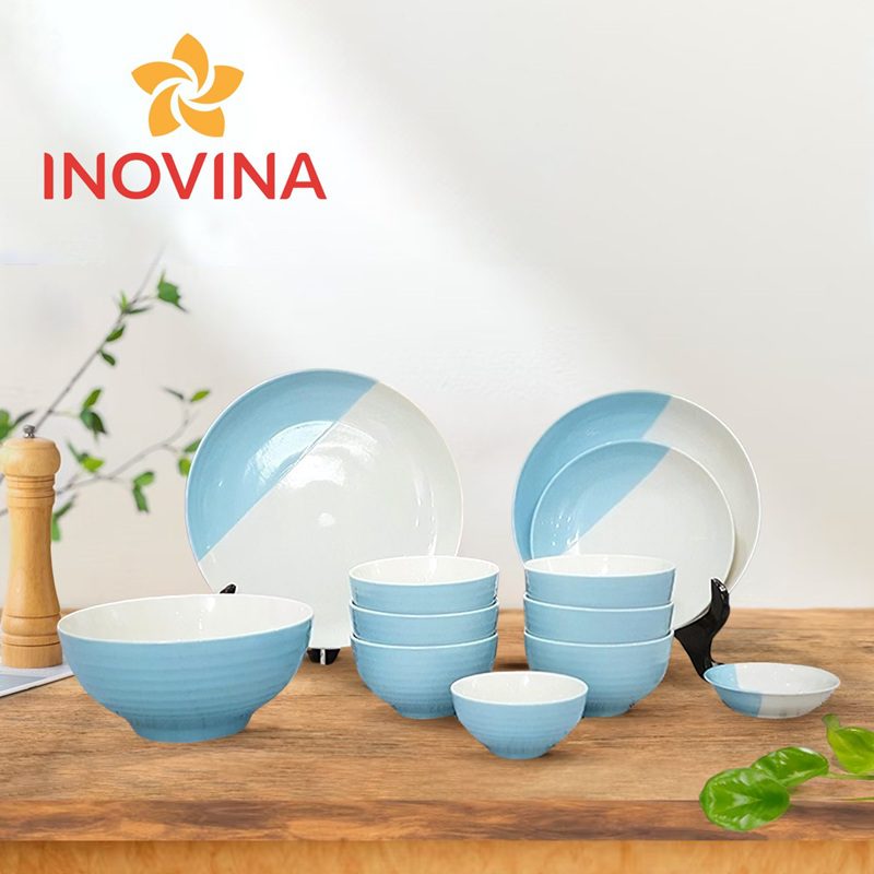 Bộ bàn ăn gốm sứ men màu sang trọng