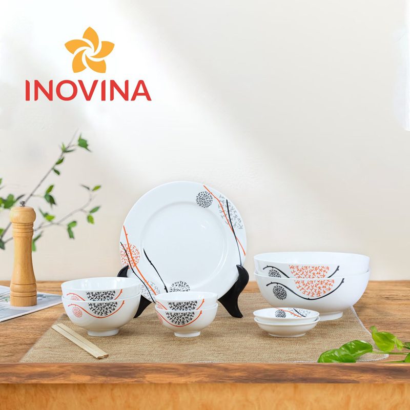 Bộ bàn ăn 9 món họa tiết tinh tế