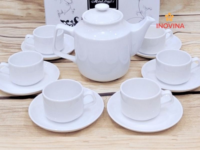 99+ Mẫu quà tặng công đoàn 28-7 thiết thực, giá rẻ Bộ ấm trà sứ trắng in logo tinh tế và ý nghĩa