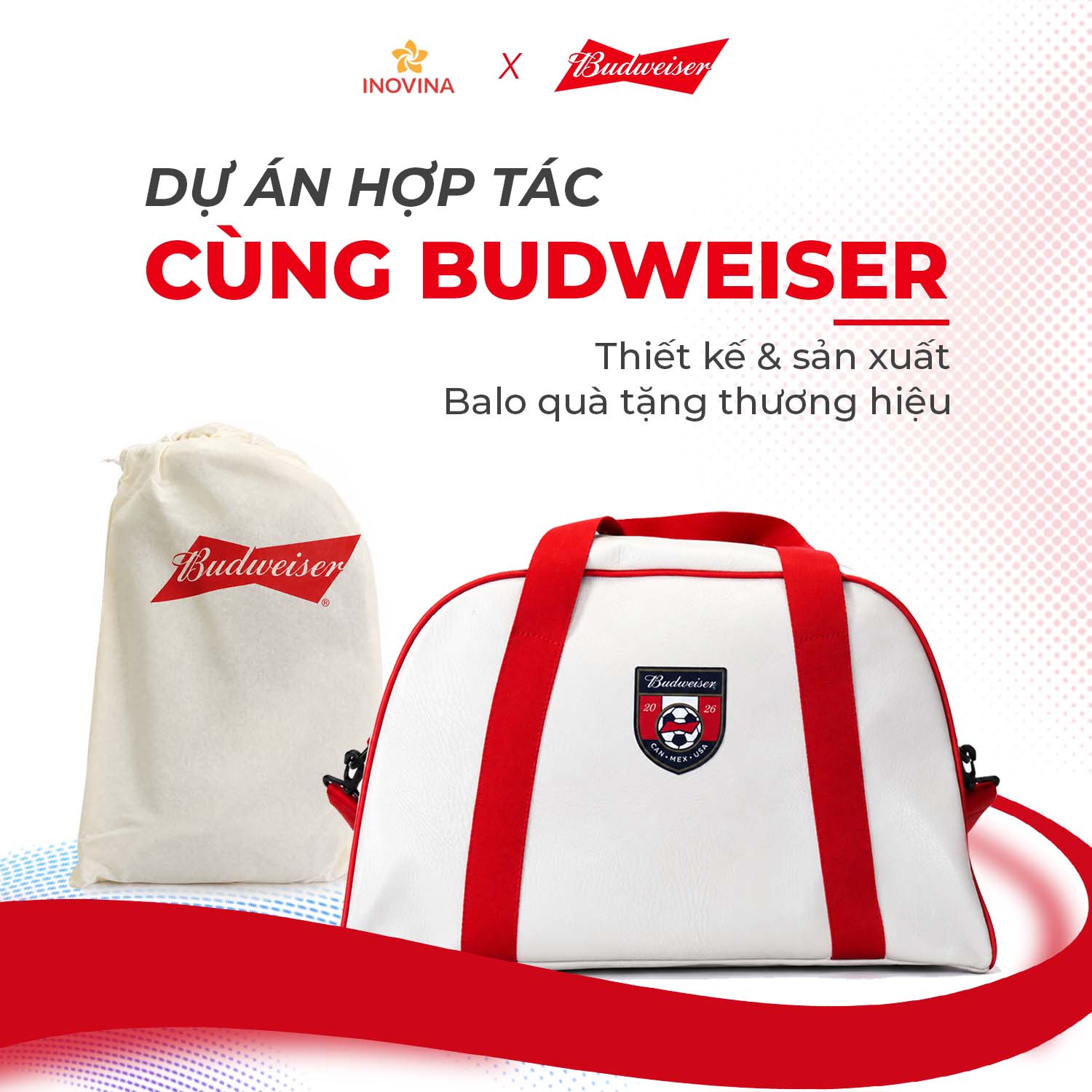 Dự án balo quà tặng cao cấp Budweiser do INOVINA thiết kế và sản xuất