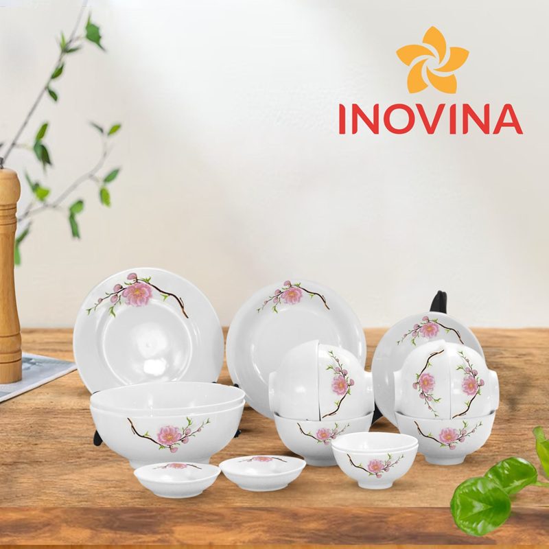 Top 5 xu hướng bát đĩa nhà hàng đẹp được ưa chuộng nhất 2026 Bộ bát đĩa nhà hàng đẹp 15 món hoa đào hồng