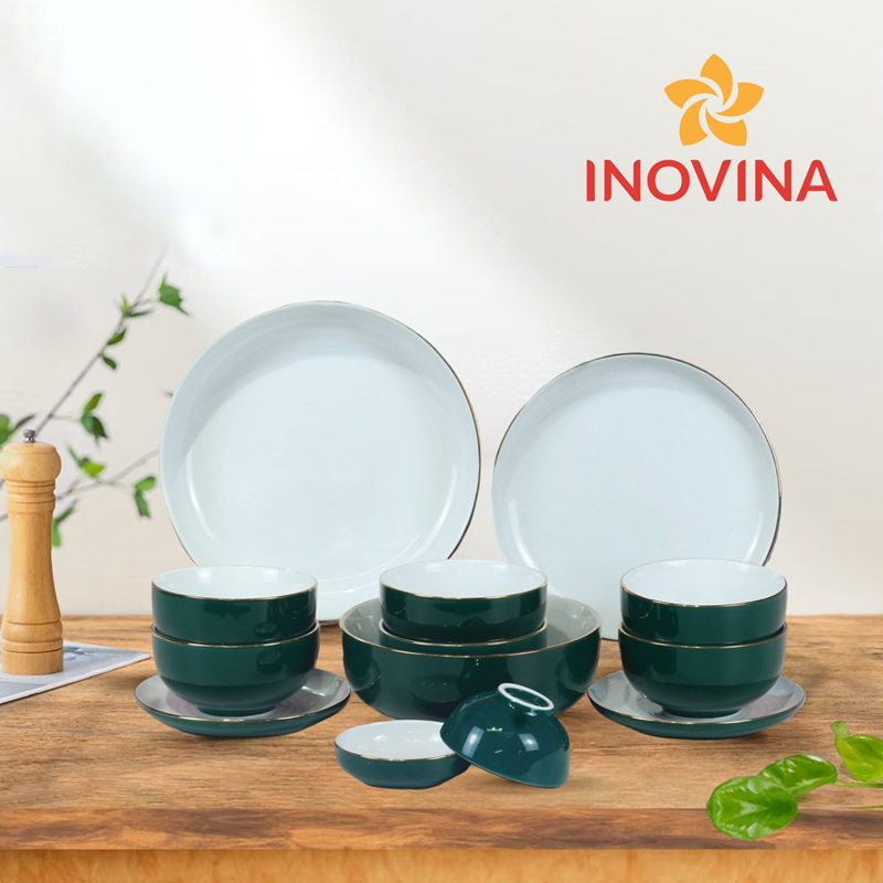 Top 5 xu hướng bát đĩa nhà hàng đẹp được ưa chuộng nhất 2026 Bộ bát đĩa nhà hàng đẹp men màu xanh lục
