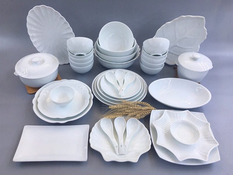 100+ mẫu bộ đồ ăn gốm sứ đẹp cho gia đình và nhà hàng khách sạn Bộ bát đĩa sứ men trắng đầy đủ