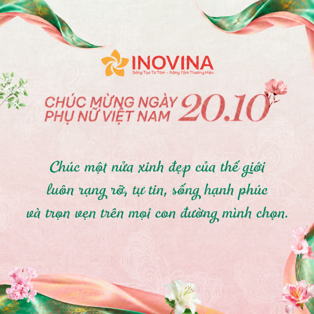 Cùng INOVINA Mừng Ngày 20 Tháng 10 - Gợi Ý Hoa Tươi Và Quà Tặng Ý Nghĩa Banner chúc mừng ngày Phụ nữ Việt Nam 20/10 thương hiệu INOVINA