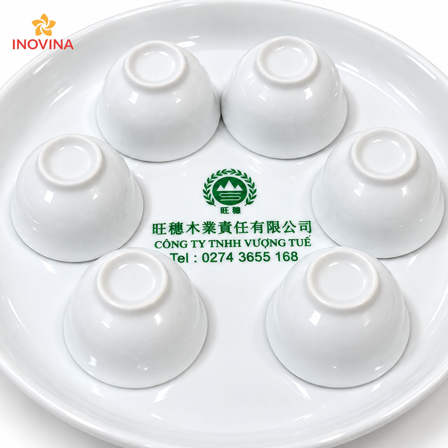 Khay đĩa sứ in logo thương hiệu sắc nét quà tặng doanh nghiệp